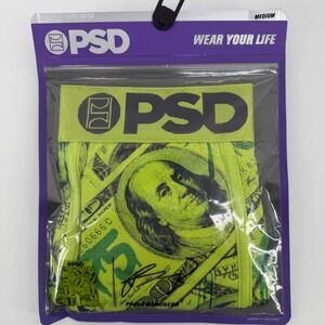 PSD Cool Mesh Boxer Briefs Money Print Blue Green Mens Size Medium